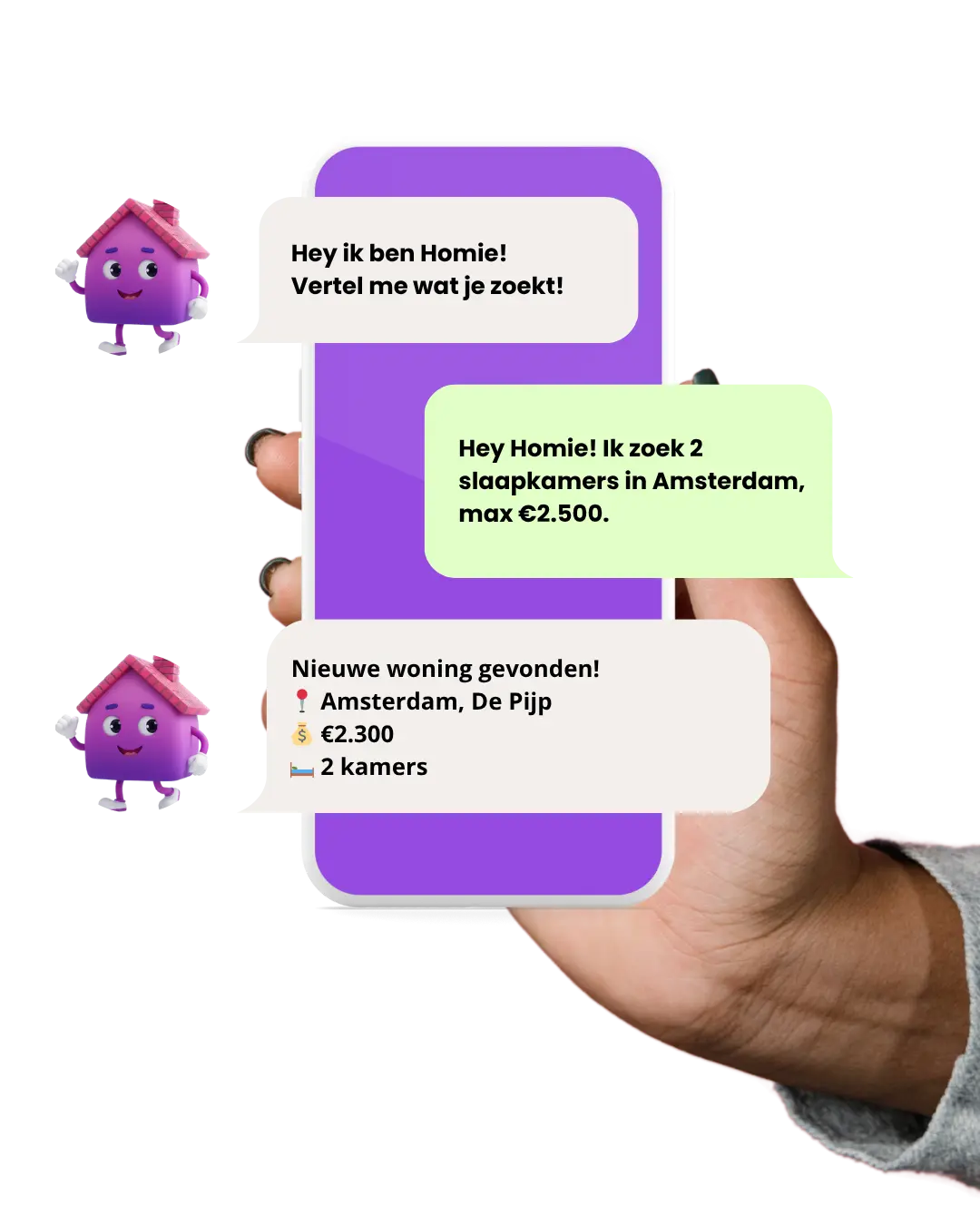 HeyHomie WhatsApp onboarding en woningalerts